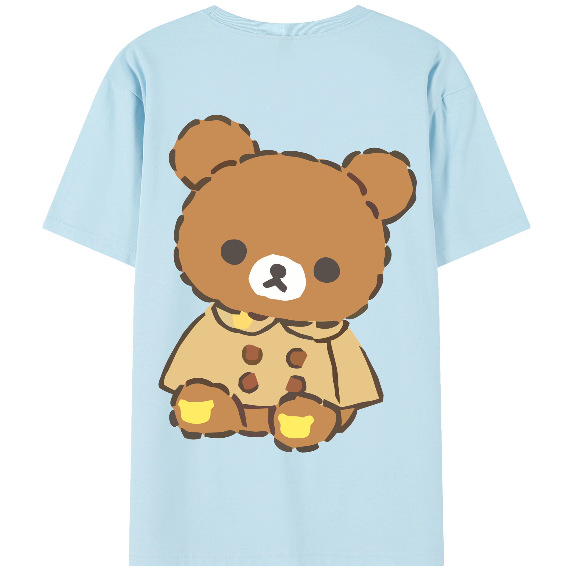 （画像用） リラックマ リラックマ キイロイトリ Rilakkuma Korilakkuma Kiiroitori 綿100％半袖Tシャツ（背面プリント）